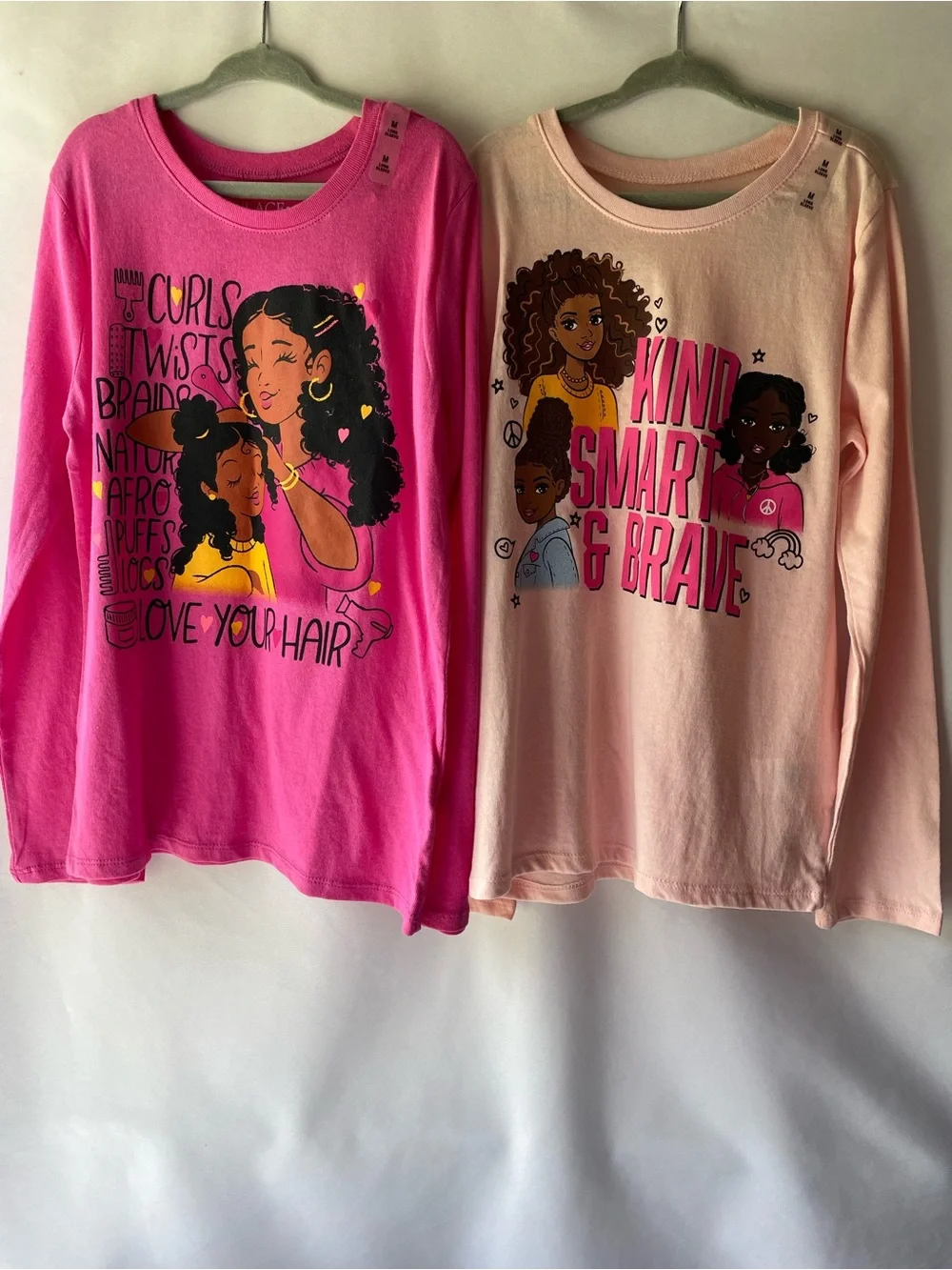 2 Kids Girls Sz 7/8 M Long-Sleeve Graphic Tees
